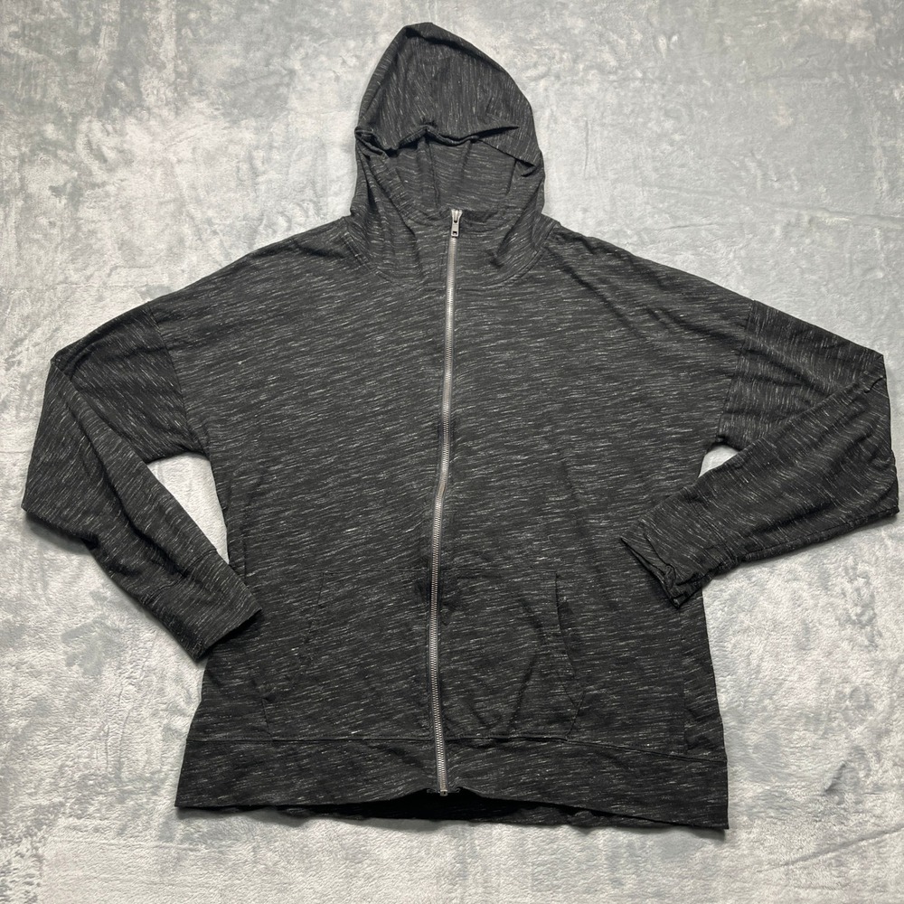 Joe's USA Full Zip Hoodie Women Charcoal Gray Space Dye Lightweight Pockets XL